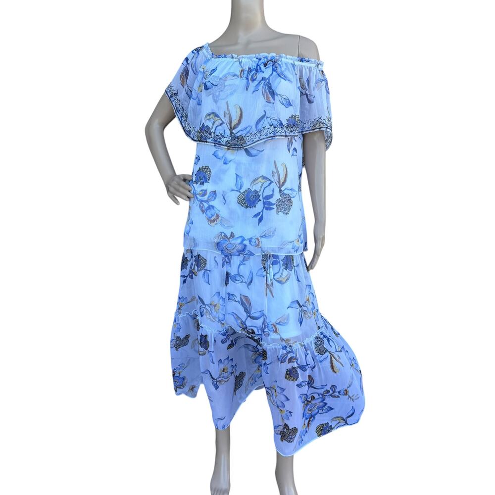 WHBM Floral 2 Pc Off Shoulder Maxi Skirt Set M - Picture 14 of 16